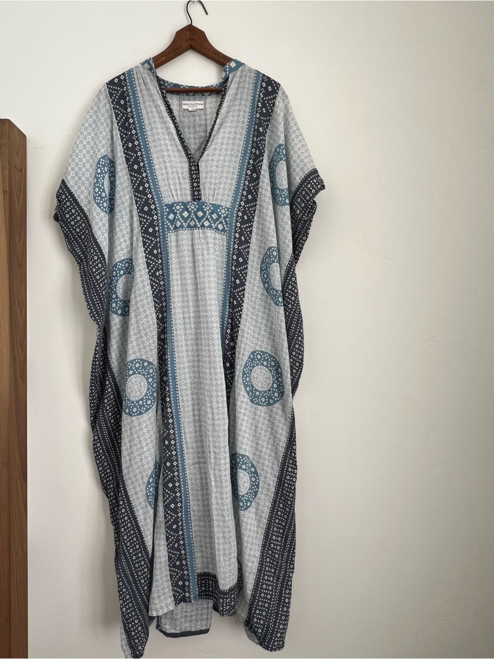 Emerson Fry India Collection Cerulean Organic Cotton Caftan OS - Picture 2 of 5